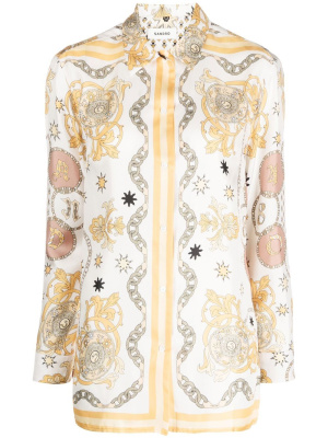 

Graphic-print silk shirt, SANDRO Graphic-print silk shirt