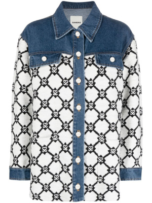 

Monogram-print panelled jacket, SANDRO Monogram-print panelled jacket