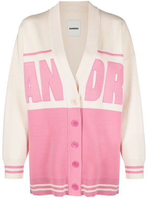 

Logo-patch V-neck cardigan, SANDRO Logo-patch V-neck cardigan
