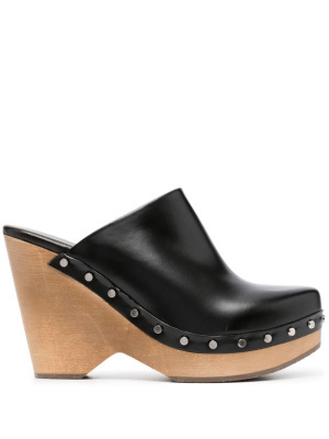 

110mm wedge-heel leather clogs, ISABEL MARANT 110mm wedge-heel leather clogs