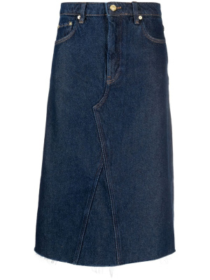 

Heavy raw-cut hem denim midi skirt, GANNI Heavy raw-cut hem denim midi skirt