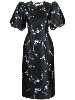 

Floral-jacquard midi dress, GANNI Floral-jacquard midi dress