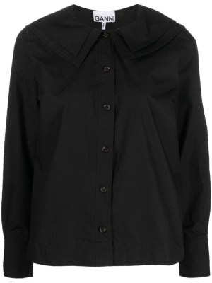 

Layered bib-collar cotton shirt, GANNI Layered bib-collar cotton shirt
