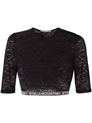 

Logo-hem lace top, Stella McCartney Logo-hem lace top