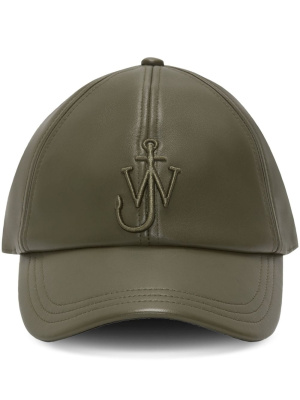

Logo-embroidered leather cap, JW Anderson Logo-embroidered leather cap