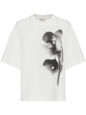 

Orchid-print cotton T-shirt, Alexander McQueen Orchid-print cotton T-shirt