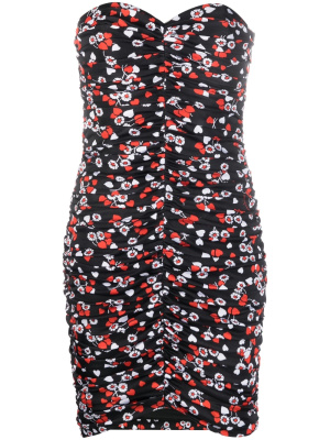 

Floral-print strapless minidress, Moschino Floral-print strapless minidress