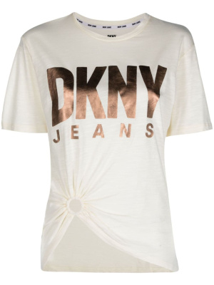 

Logo-print knot-detail T-shirt, DKNY Logo-print knot-detail T-shirt