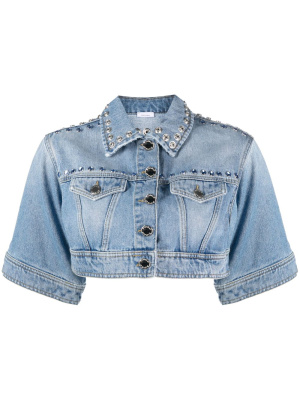 

Short-sleeved cropped denim jacket, PINKO Short-sleeved cropped denim jacket