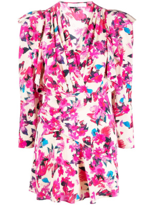 

Floral-print gathered minidress, IRO Floral-print gathered minidress