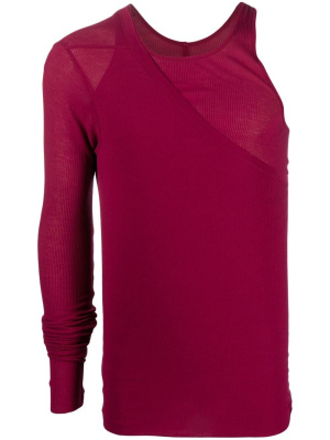 

One-sleeve ruched T-shirt, Rick Owens One-sleeve ruched T-shirt