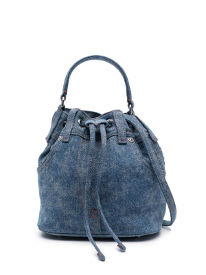 

Drawstring denim bucket bag, MOSCHINO JEANS Drawstring denim bucket bag