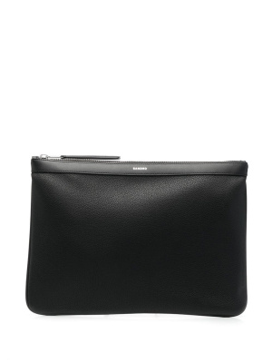 

Logo-print faux-leather clutch bag, SANDRO Logo-print faux-leather clutch bag