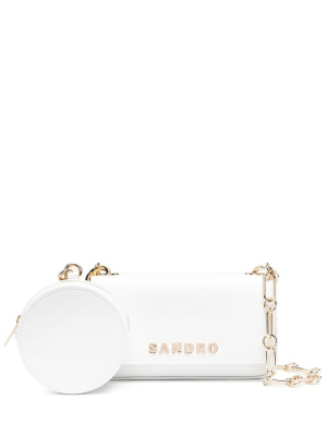 

Logo-detail leather shoulder bag, SANDRO Logo-detail leather shoulder bag