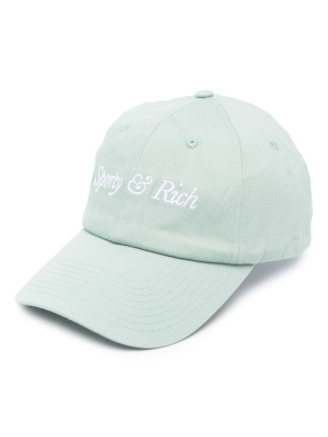 

Logo-embroidered cotton baseball cap, Sporty & Rich Logo-embroidered cotton baseball cap