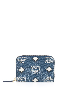 

Mini Aren denim zip wallet, MCM Mini Aren denim zip wallet
