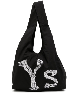 

Logo-embroidered chambray tote bag, Y's Logo-embroidered chambray tote bag