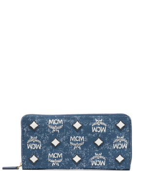 

Large monogram denim zip-around wallet, MCM Large monogram denim zip-around wallet