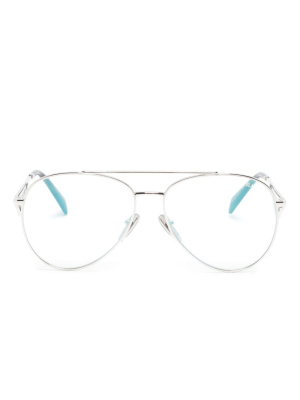 

Logo-plaque round-frame glasses, Prada Eyewear Logo-plaque round-frame glasses