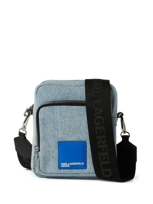 

Cotton logo-patch denim crossbody bag, Karl Lagerfeld Jeans Cotton logo-patch denim crossbody bag