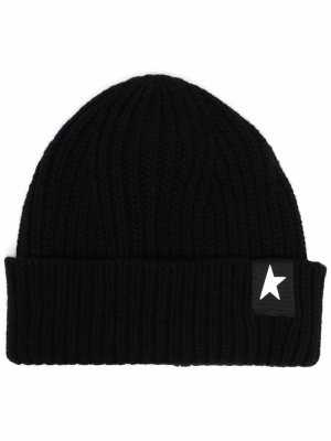 

Star patch ribbed beanie, Golden Goose Star patch ribbed beanie