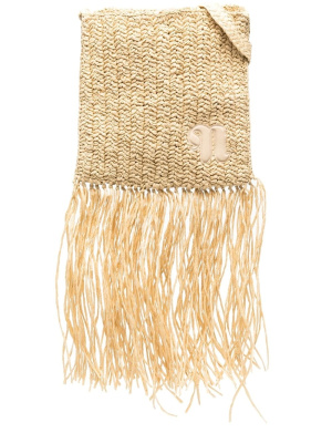 

Fringed woven shoulder bag, Nanushka Fringed woven shoulder bag