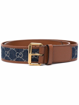 

GG-print denim leather belt, Gucci GG-print denim leather belt