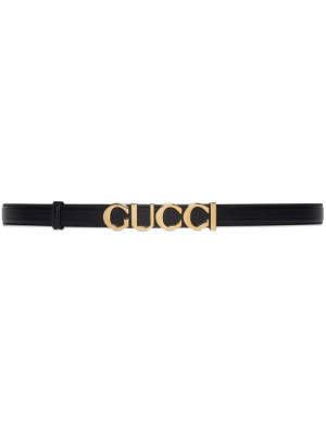 

Logo-plaque thin leather belt, Gucci Logo-plaque thin leather belt