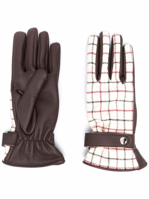 

Tattersall-check panelled gloves, Maison Margiela Tattersall-check panelled gloves