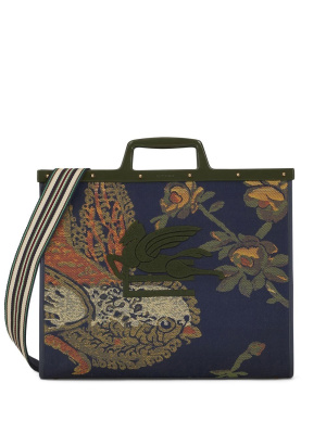 

Logo-embroidered jacquard tote, ETRO Logo-embroidered jacquard tote