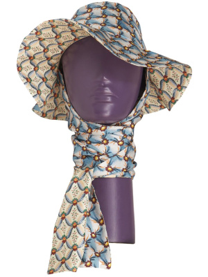 

Floral-print neck-tie sun hat, ETRO Floral-print neck-tie sun hat