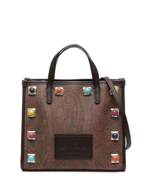 

Paisley-print logo-patch tote bag, ETRO Paisley-print logo-patch tote bag