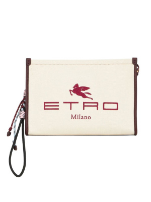 

Logo-detail zipped clutch bag, ETRO Logo-detail zipped clutch bag