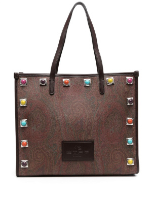 

Paisley-print studded tote bag, ETRO Paisley-print studded tote bag