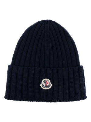 

Logo-patch ribbed-knit beanie, Moncler Logo-patch ribbed-knit beanie