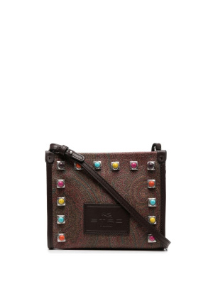 

Studded paisley-print shoulder bag, ETRO Studded paisley-print shoulder bag