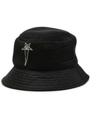 

Logo-embroidered mesh bucket hat, Rick Owens Logo-embroidered mesh bucket hat