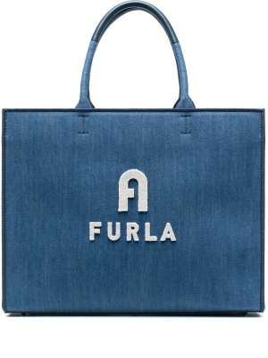 

Embossed logo denim tote bag, Furla Embossed logo denim tote bag
