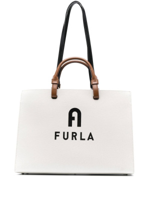 

Logo-print leather tote bag, Furla Logo-print leather tote bag
