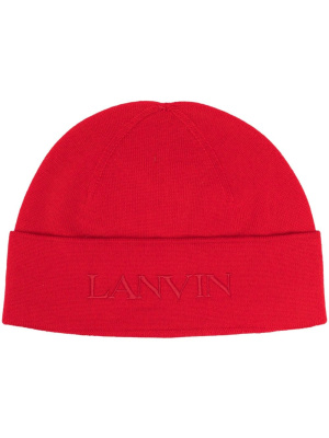 

Logo-embroidered wool beanie, Lanvin Logo-embroidered wool beanie