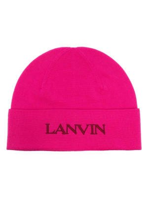 

Logo-embroidered wool beanie, Lanvin Logo-embroidered wool beanie