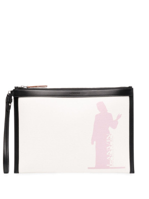 

Abstract-print canvas clutch, Lanvin Abstract-print canvas clutch