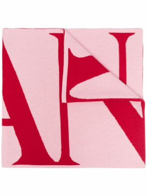 

Intarsia-knit logo scarf, Lanvin Intarsia-knit logo scarf