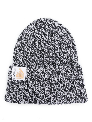 

Logo-patch wool beanie, Lanvin Logo-patch wool beanie