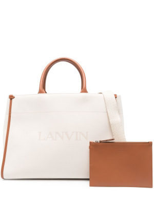 

Logo-print leather tote bag, Lanvin Logo-print leather tote bag
