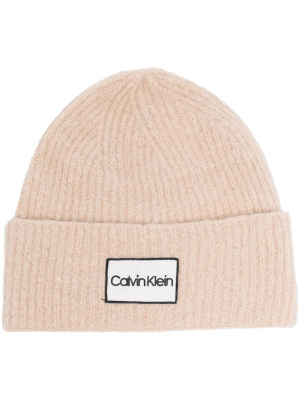 

Logo-patch ribbed beanie, Calvin Klein Logo-patch ribbed beanie