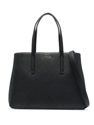 

Logo-print faux-leather tote bag, Calvin Klein Logo-print faux-leather tote bag