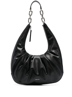 

Ruched chain-link shoulder bag, Calvin Klein Ruched chain-link shoulder bag