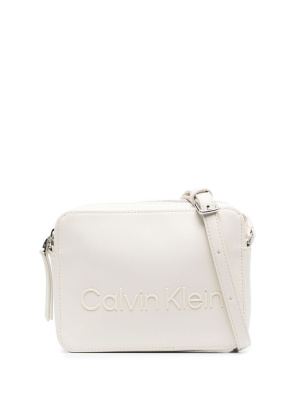 

Logo-embossed faux-leather bag, Calvin Klein Logo-embossed faux-leather bag