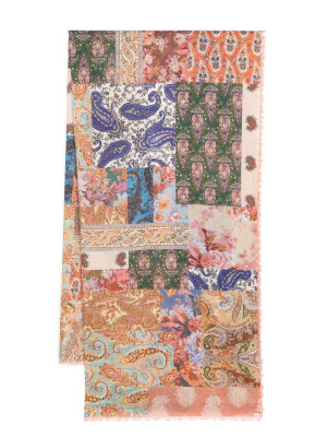

Patchwork-print cotton scarf, ZIMMERMANN Patchwork-print cotton scarf